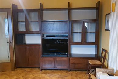 Soggiorno libreria porta TV noce classico ante
