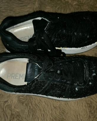 Sneakers in tessuto e paillettes 