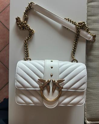 Pinko Love Mini Icon V Quilt in pelle bianca