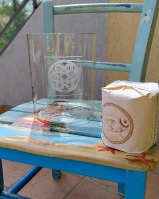 Vaso Lampada con Candela in vetro di Murano 