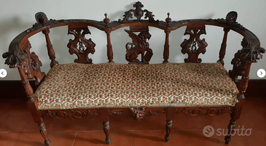 SALOTTO NEO RINASCIMENTALE/NEO GOTICO NOCE UMBERTO