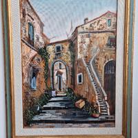 QUADRO GIUSEPPE PISANI "CASOLARE" 50X70 OLIO TELA