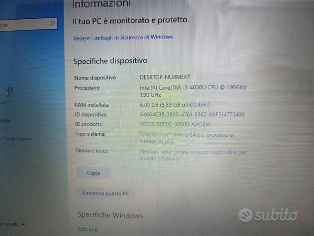 Asus f554l core i3 6 GB di RAM Windows 10 NQ6852