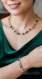 parure di gioielli in acciaio placcato oro 