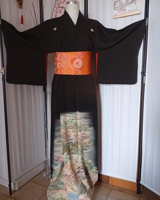 kimono Tomesode giapponese antico in seta 