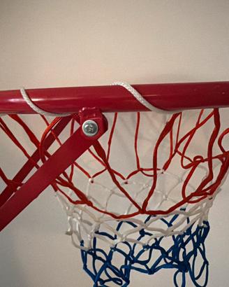 Canestro da basket da parete con rete bicolore