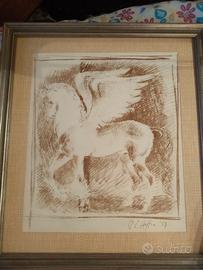 Litografia Cavallo alato di Peter Hoffer 1957