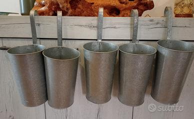 Set 6 portavasi da appendere in metallo zincato