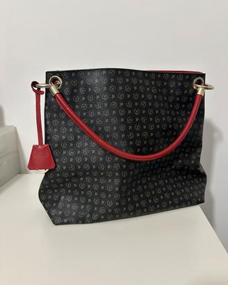 Pollini borsa logo nero rossa