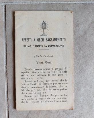 Libretto preghiere antico "Affetti a Gesù Sacramen
