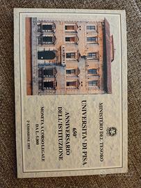 moneta 5000 lire argento università Pisa
