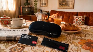✨ Custodia Originale Ray-Ban Nuova con Panno Sigil
