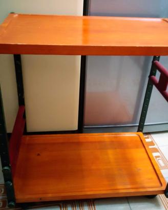 Carrello cucina in vero legno ciliegio.