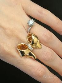 Anello fiocco Giovanni Ferraris oro 18KT diamanti