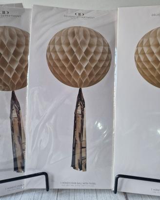 Lotto 5 decorazioni festa Honeycomb 35 cm con napp