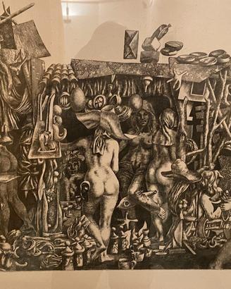 Incisione numerata Rudi Gorog IL MONASTERO NERO