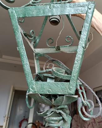 Lampione vintage ferro battuto verde