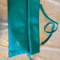 Borsa pochette pelle verde smeraldo