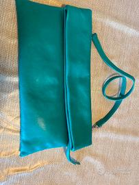 Borsa pochette pelle verde smeraldo