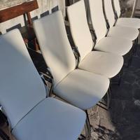 6 sedie bianche in ecopelle