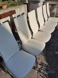 6 sedie bianche in ecopelle