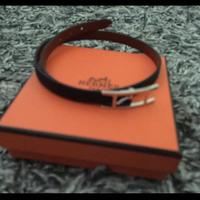 Braccialetto behabi double tour nero/marrone