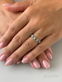 Anello veretta in argento 925 e zirconi colorati