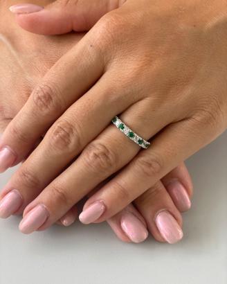 Anello veretta in argento 925 e zirconi colorati
