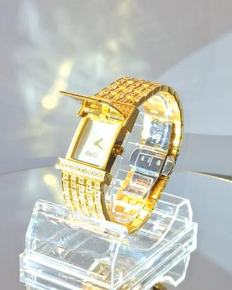 Elegante D&G Time acciaio dorato con cristalli