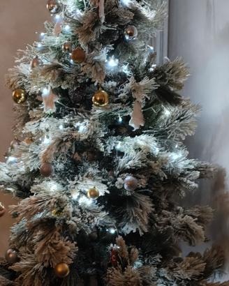 albero di natale innevato 200 cm con pigne