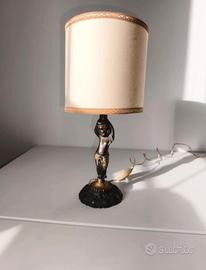 Antica Abat-jour Lampada da Tavolo Vintage Bronzo 