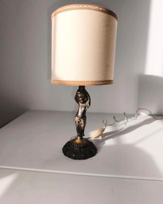 Antica Abat-jour Lampada da Tavolo Vintage Bronzo 
