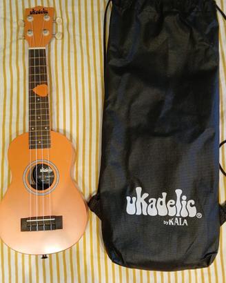 Ukulele soprano della Kala,
con custodia e pletro