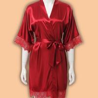 Vestaglia satin rosso con pizzo - Kimono elegante