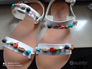 Ancient greek sandales sandali in pelle bianchi