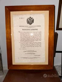 Stampa 1821. Notificazione. D’Inzaghi, Venezia.