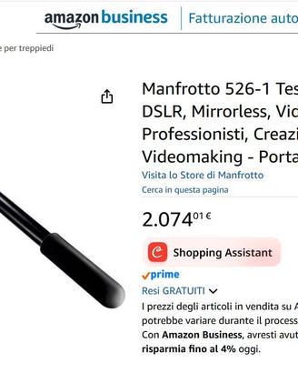 Manfrotto 526 Testa Video Pro come nuova 545BK