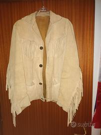 Giacca in Pelle Scamosciata con Frange e Fodera Be