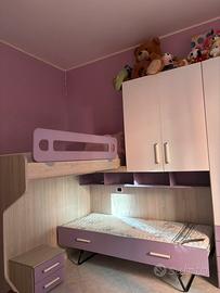 Cameretta completa a ponte Lilla-Legno+scrivania