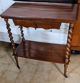 Carrello porta TV in legno con cassetto