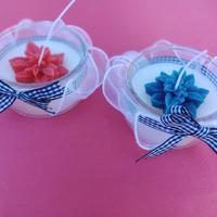 Candele in cera d'api con fiore (base riciclabile)