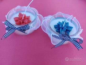 Candele in cera d'api con fiore (base riciclabile)
