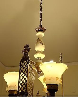 Lampadario ottone brunito
