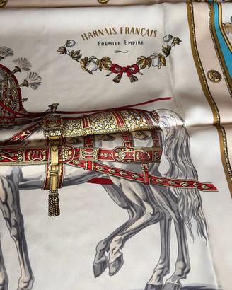 Foulard Carré Hermès "Harnais Français" 90x90 Seta