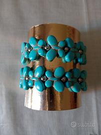 set 2 bracciali in pietra di colore turchese nuovi