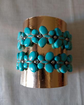 set 2 bracciali in pietra di colore turchese nuovi