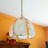 Lampadario vetro e ottone.