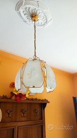 Lampadario vetro e ottone.