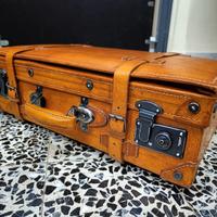 Valigia in pelle per auto d'epoca sidecar fiat 500