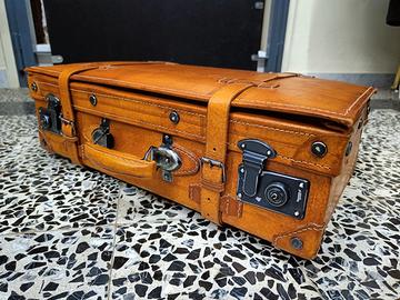 Valigia in pelle per auto d'epoca sidecar fiat 500